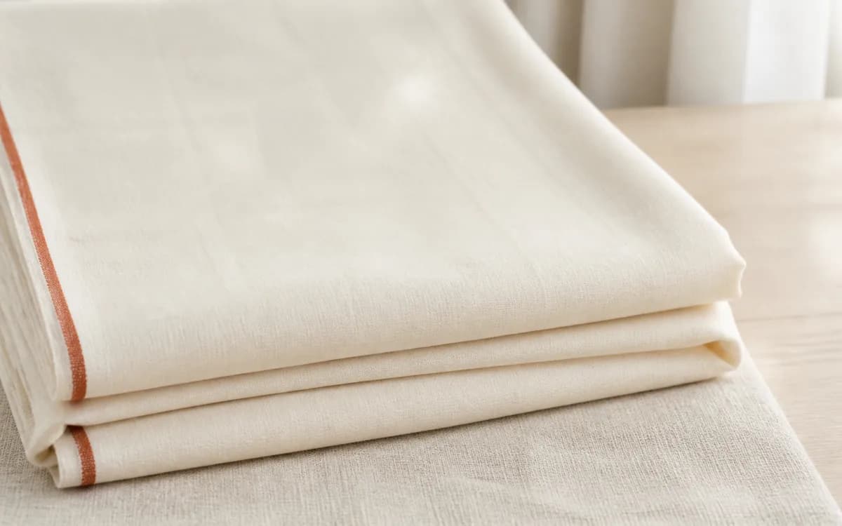 Editorial still life of a cotton towel, representing home textiles sourcing in Panipat, Haryana