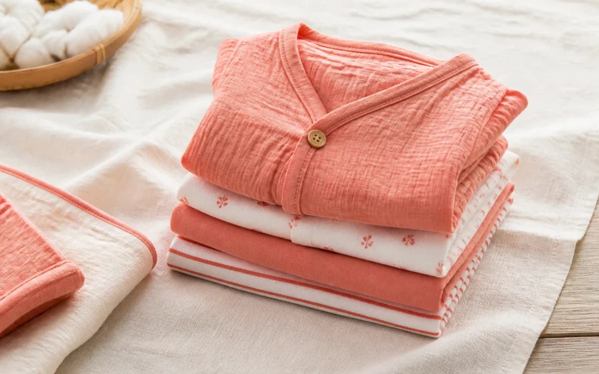 Editorial still life of children’s cotton clothes, representing kidswear sourcing in Jaipur, Rajasthan