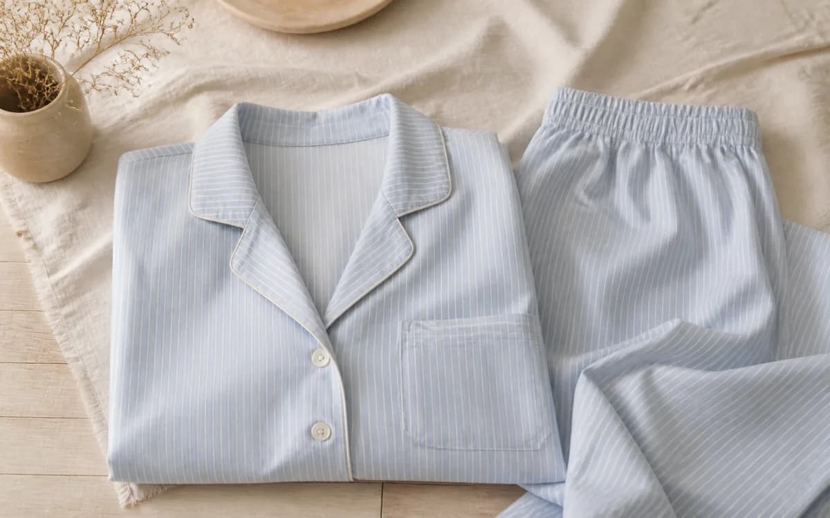 Editorial still life of cotton nightwear, representing nightwear & loungewear sourcing in Kolkata, West Bengal