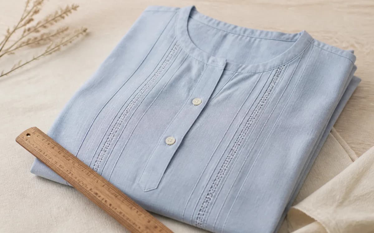 Editorial still life of coral linen clothing, representing readymade garments sourcing in Tirupur, Tamil Nadu