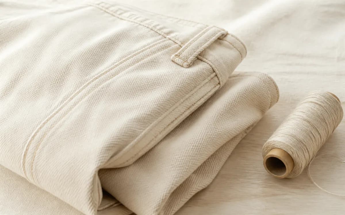 Editorial still life of beige knitwear, representing t-shirts & knitwear sourcing in Ludhiana, Punjab