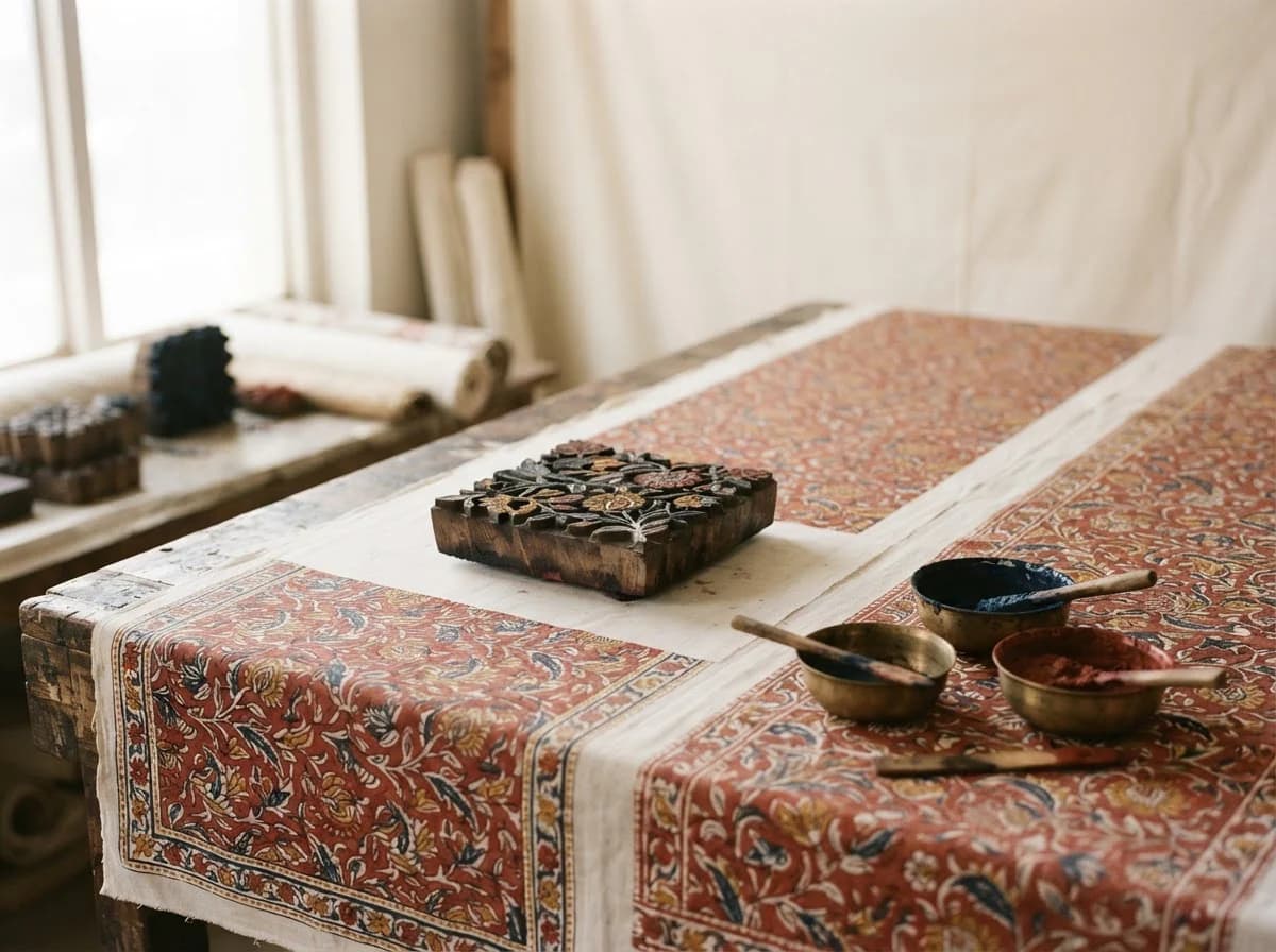 Editorial textile still life representing Block print & craft textiles in Jaipur